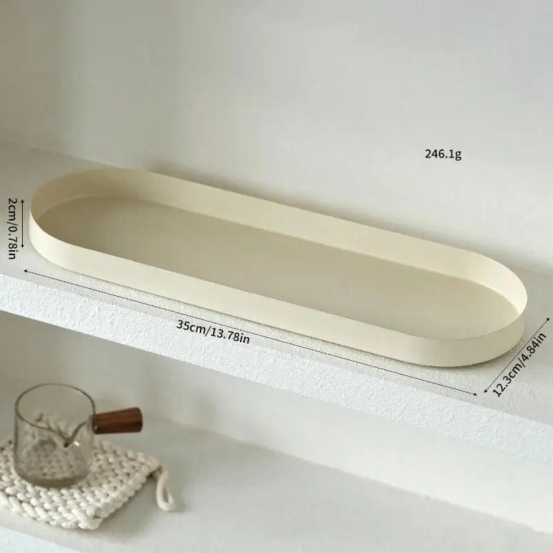 plateau ovale moderne beige clair mat sans fixation 30cm 15cm apéritifs desserts