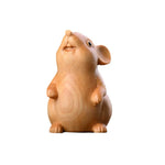 statue animale stylisée souris hamster yeux bleus sculpture bois polie décoration intérieure mignonne brune