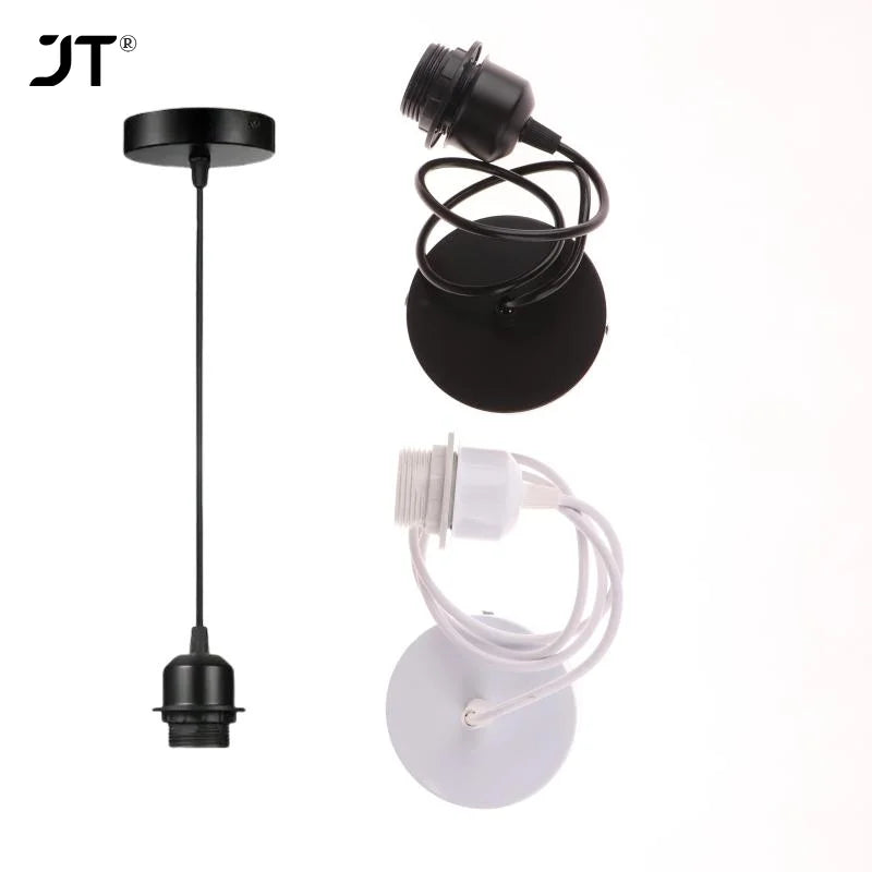 supports lampe suspendus adhésifs blancs noirs modernes câbles ampoule e27 rondes lisses