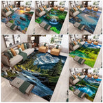 tapis paysage naturel moderne cascade forêt bleu vert blanc gris durable maison hôtelextérieur