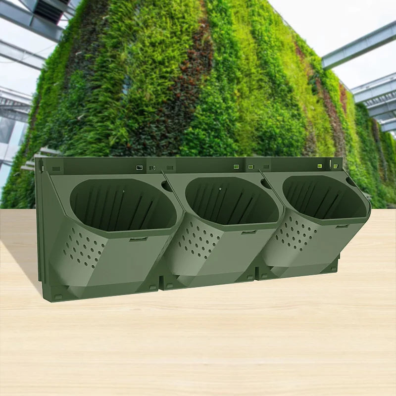 pots muraux modulaires plantes vert foncé moderne minimaliste drainage fixations MODULES ASSEMBLAGE