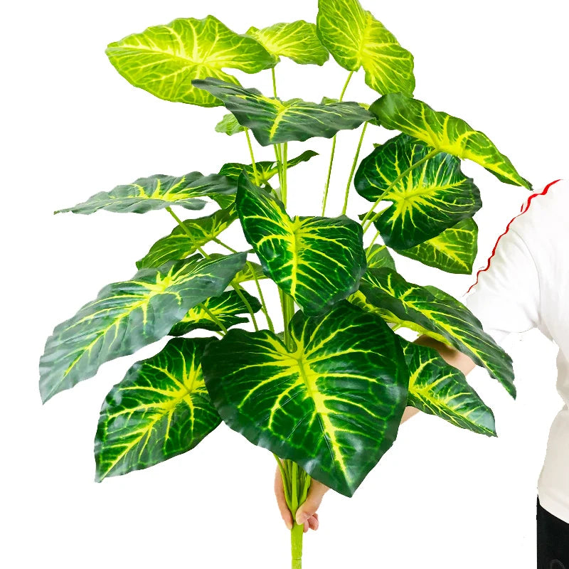 plantes artificielles feuilles vertes monstera palmes extérieures decoration moderne jardins maison tronc faux