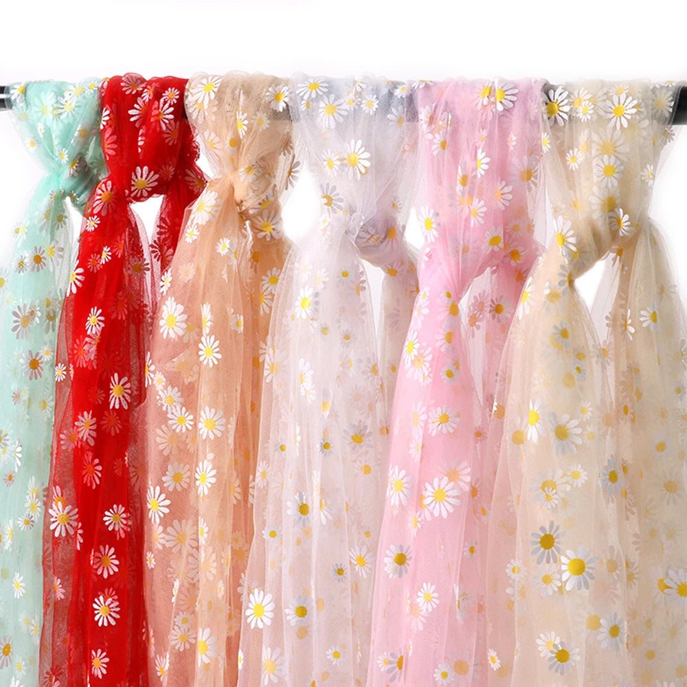 tulle polyester marguerites blancs motifs féminins costumes robes accessoires mariage transparent