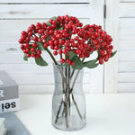 Bouquet artificiel baies rouge bleu vert feuilles naturel intérieur extérieur 30CM