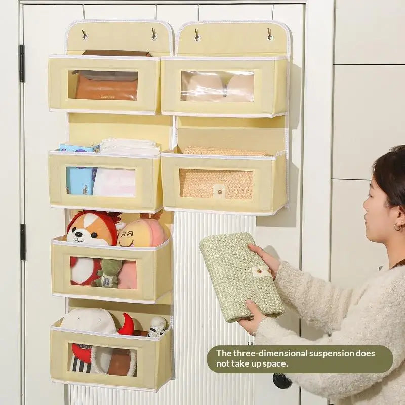 sac suspendre moderne gris beige poches fenêtres transparentes organisation chambre bain