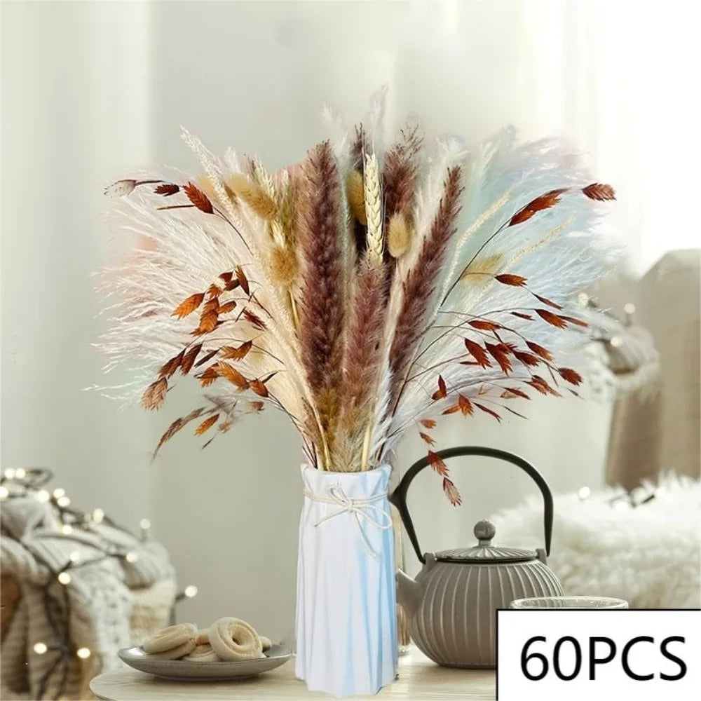 bouquet fleurs séchées boho chic herbe pampas décor table maison anniversaire mariage rustic