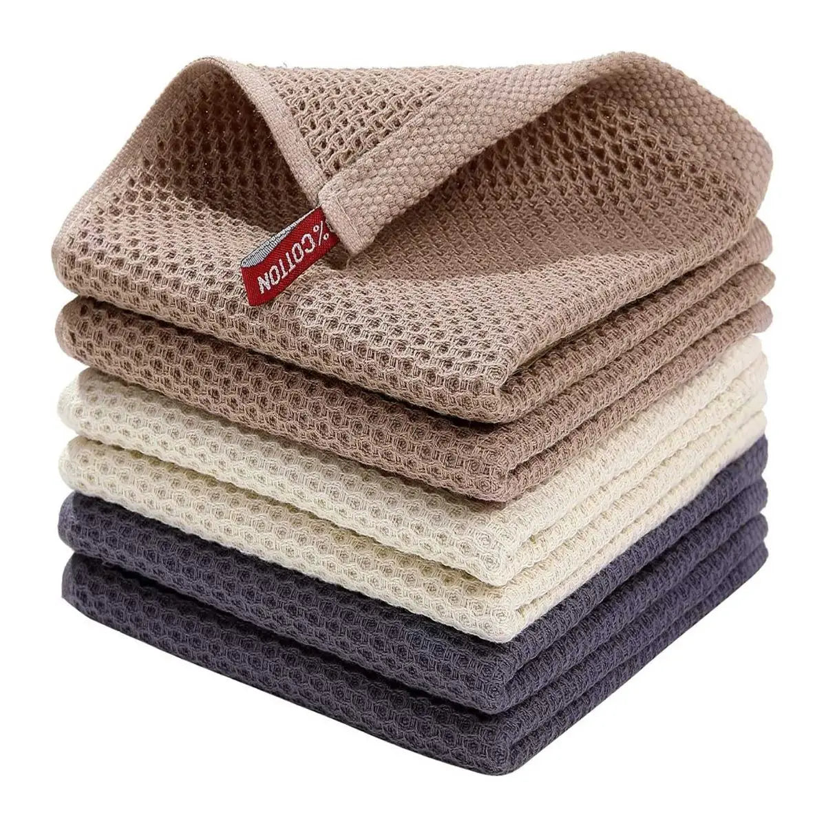 serviettes cuisine coton beige gris rouge maille fine moderne
