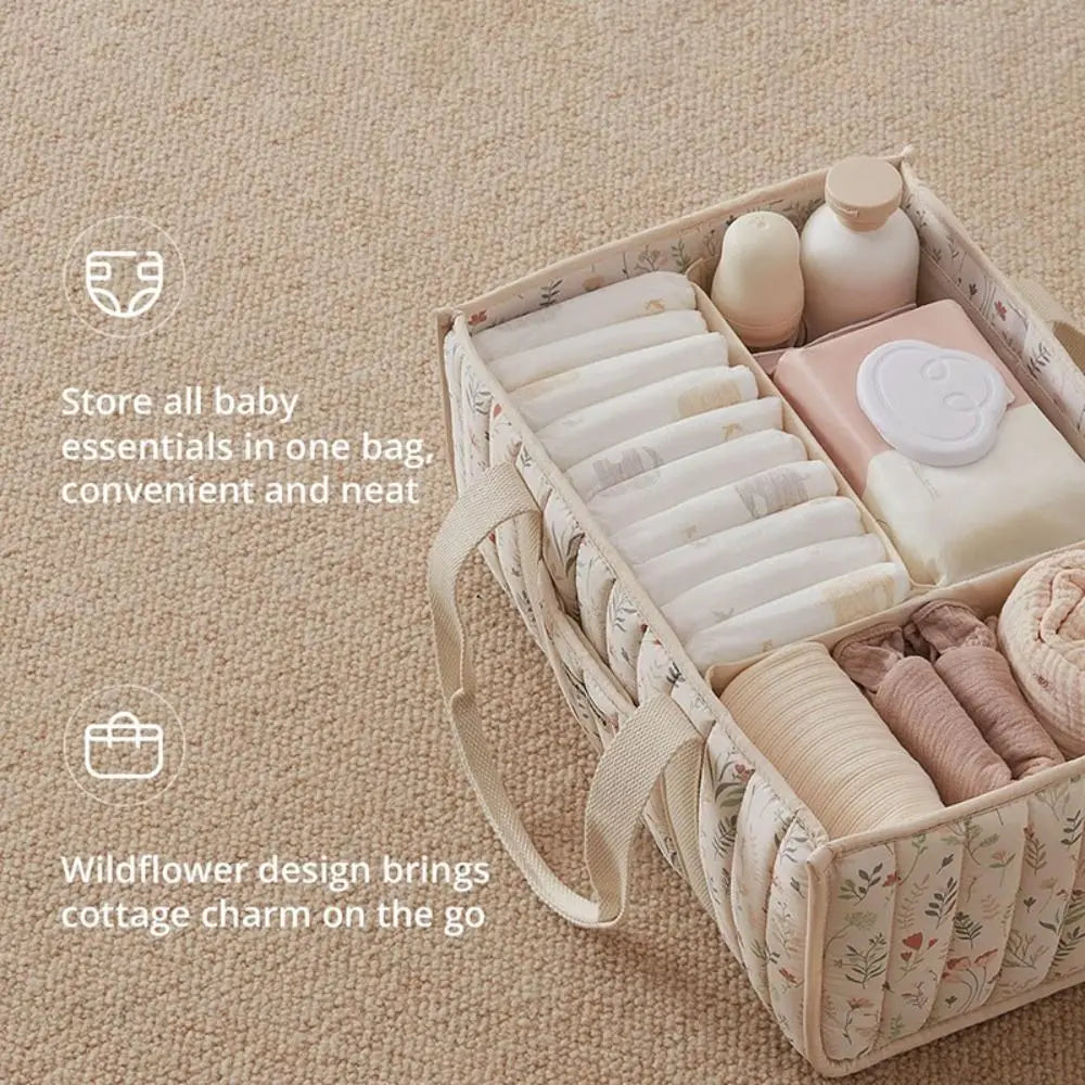 sac rangement fleuri moderne multi usages polyestère réutilisable poches beige vert clair