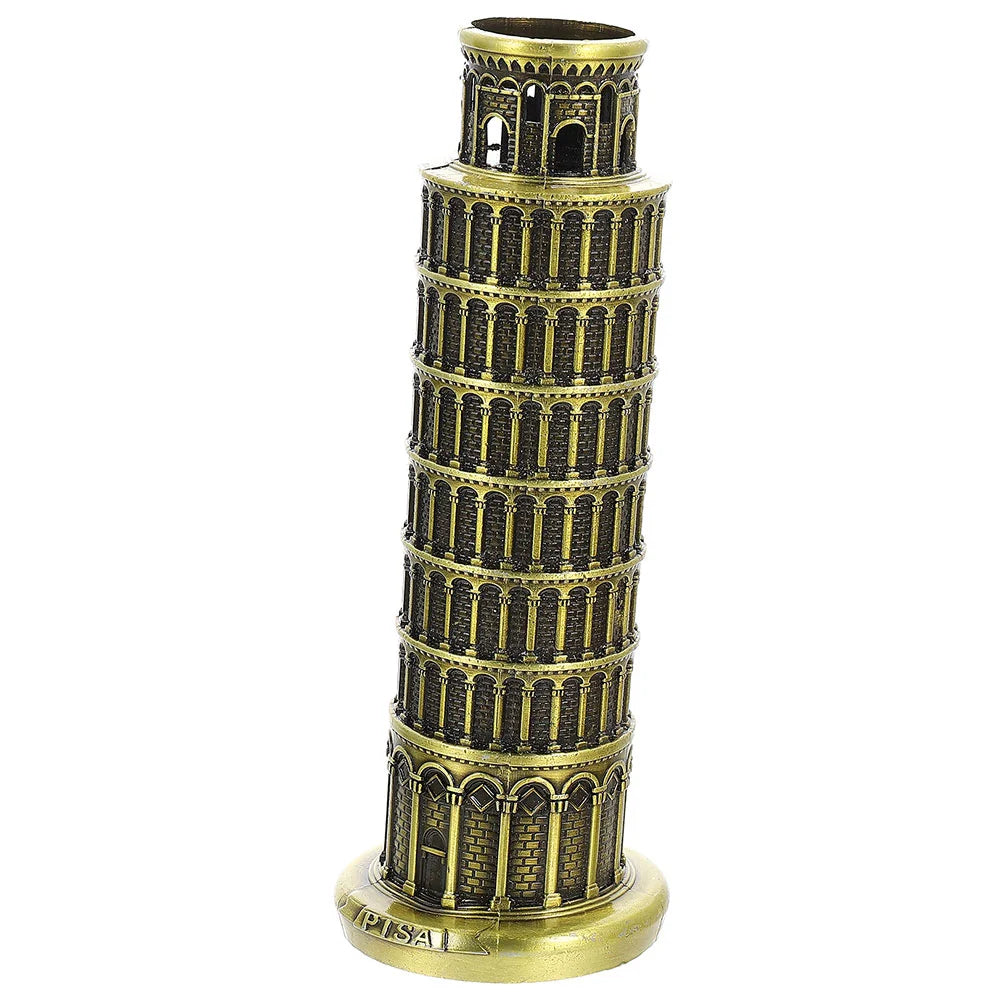 ornement maison tour pise miniature décoration doré bronze arcades souvenirs voyage
