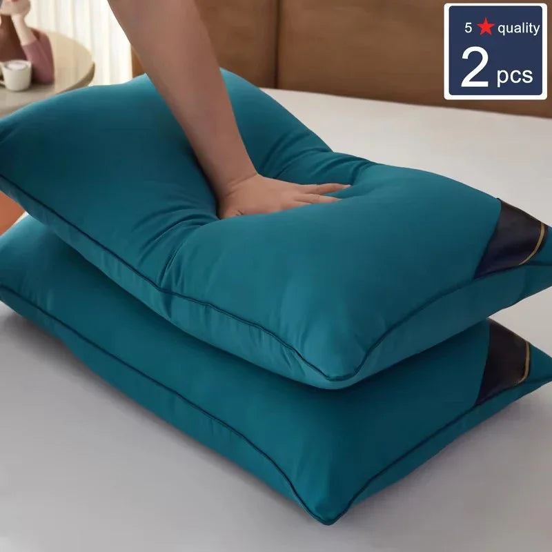 oreiller rectangulaire blanc rayures noires dorées moderne literie voyage confortable ferme hypoallergénique polyester