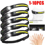 lampe frontale led cob xpe silicone noir jaune élastique ajustement montagne camping