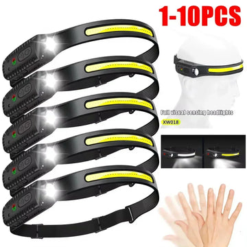 lampe frontale led cob xpe silicone noir jaune élastique ajustement montagne camping