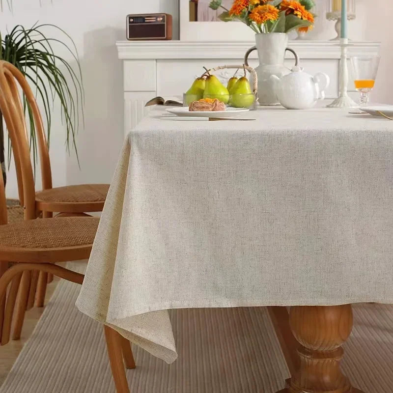 nappe coton lin imperméable mariage fête mère valentin extérieur rectangle beigeclair texturenaturelle classique
