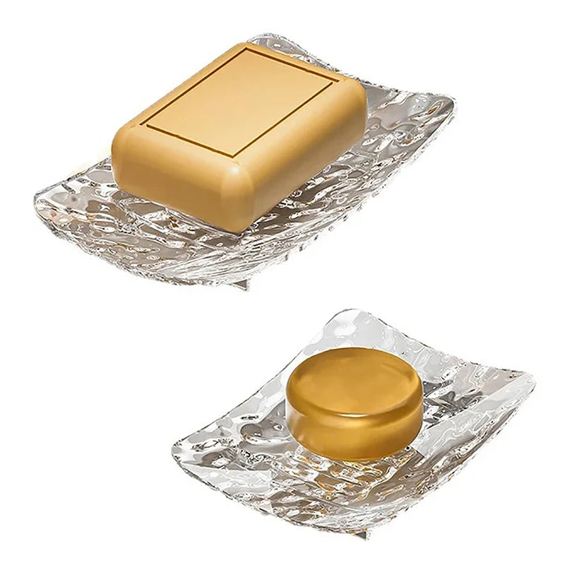 plateau savon transparent moderne texturé support rangement savon sans fixation