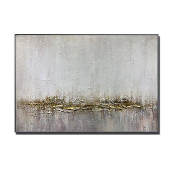 tableau abstrait gris doré contemporain texture peinte sans cadre toile horizontal