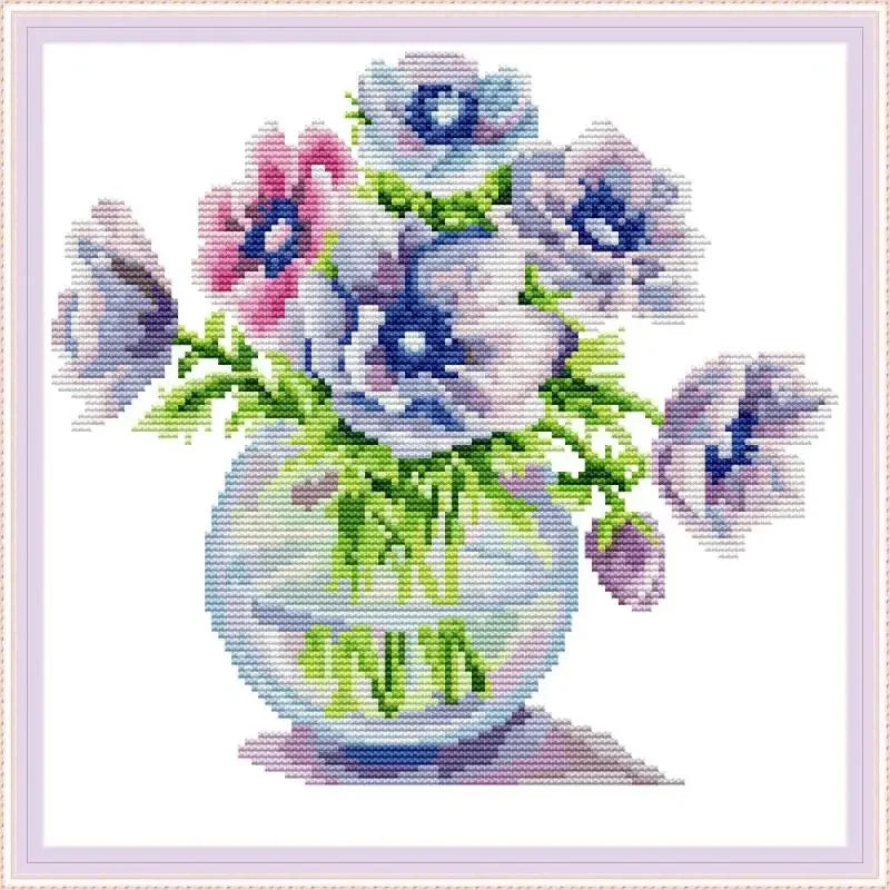 vase fleurs tissu coton broderie artisanale motifs floraux fils aiguille décoration intérieure