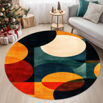 tapis rond moderne géométrique couleur salon chambre extérieur decoration commercial polyester lavage main mécanique