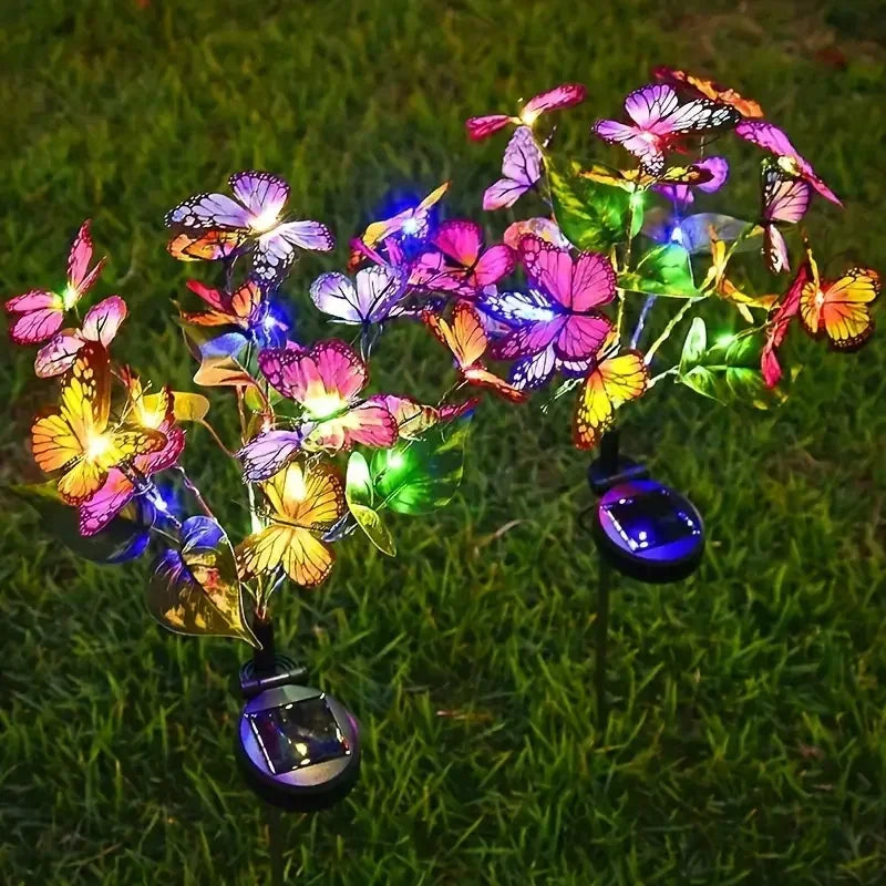 guirlande lumineuse solaire multicolore papillons moderne clips extérieure décoration festive