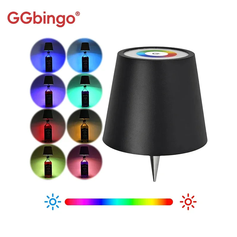 lampe table led rechargeable usb 2000mAh variateur tactile intensité variable lumière nuit RGB noir