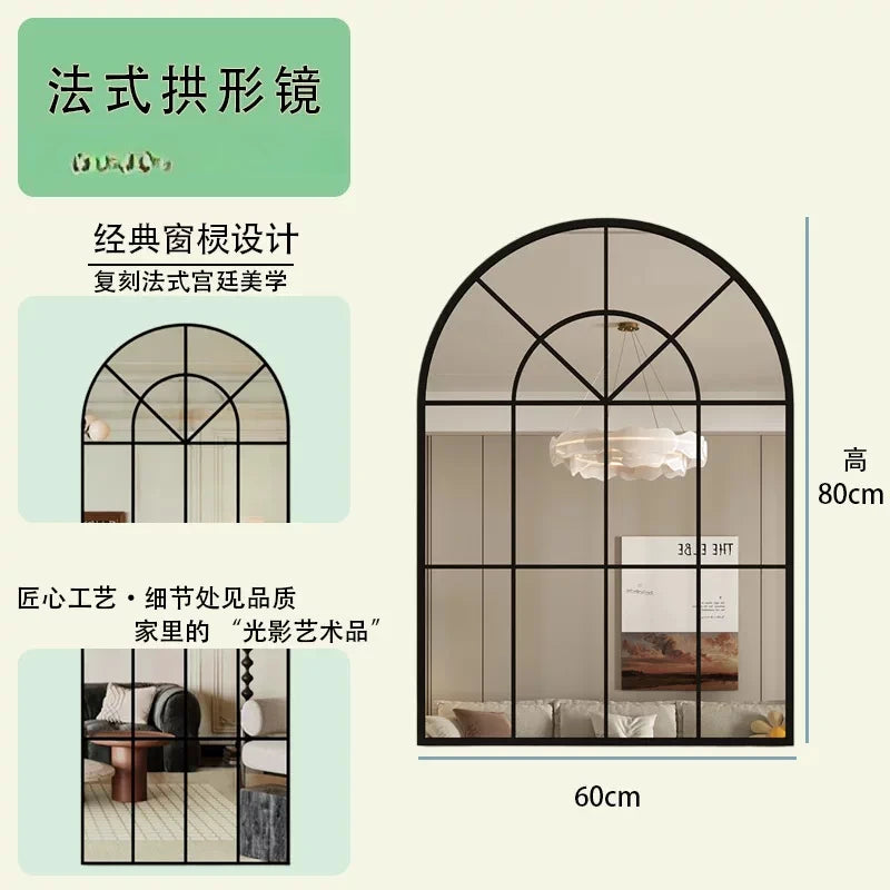 miroir noir moderne rétro géométrique ligne droite courbe mur chambre coucher