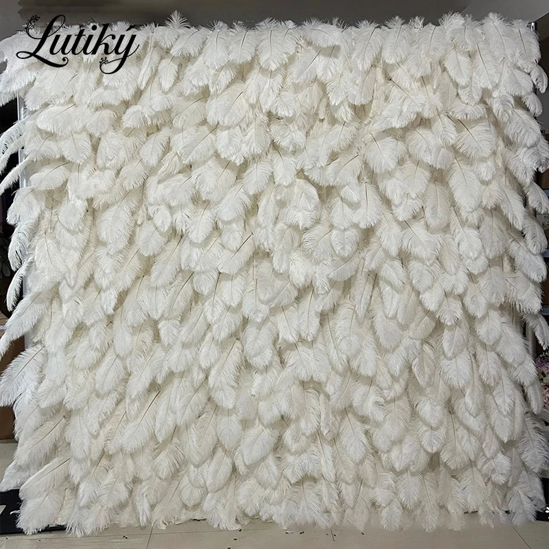 décoration murale rideau plumes blanc naturel rustique anniversaire mariage baby showerextérieur