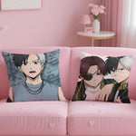 coussin dessin animé personnages polyester bleu gris noir blanc rose moderne facile laver zippé