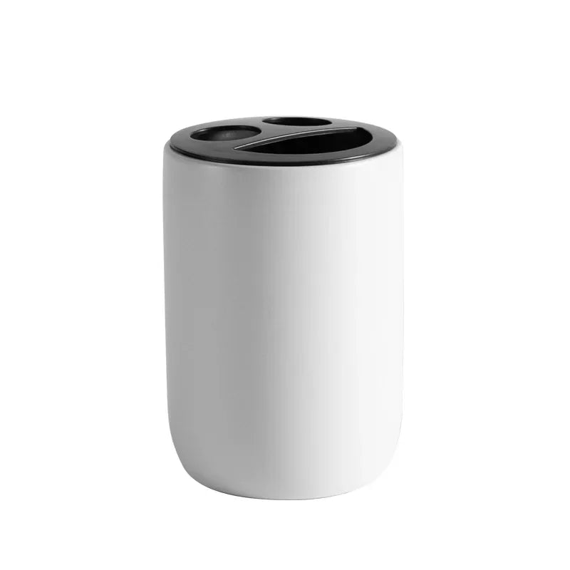 ensemble salle bain noir blanc gris minimaliste tasse distributeur brosse dents savon grille dimensions