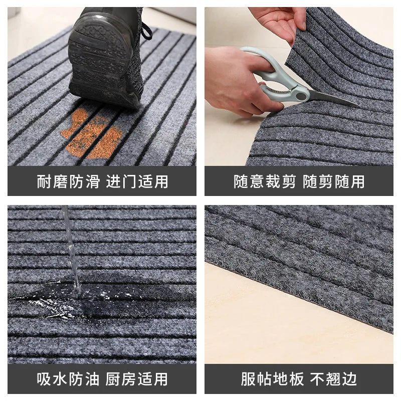 tapis sol antidérapant polyester moderne gris absorption eau facile nettoyage intérieur porte