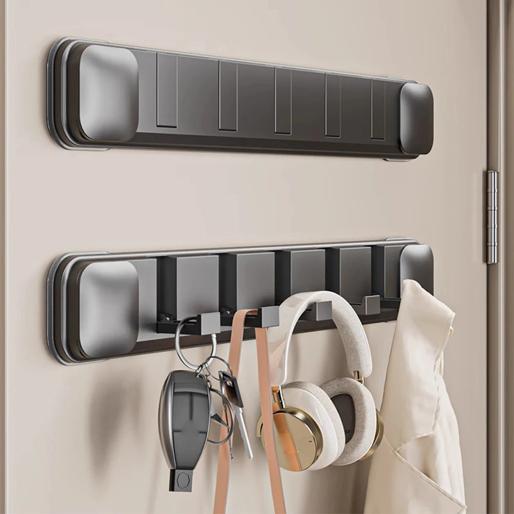 porte clés mural adhésif support accessoires moderne gris métallisé sans perçage multifonctionnel entrée cuisine