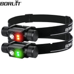 lampe frontale led rechargeable usb camping pêche étanche ipx6 modes noire rouge verte