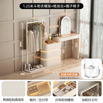 coiffeuse bois moderne beige miroir tiroirs tabouret étagère rangement chambre coucher