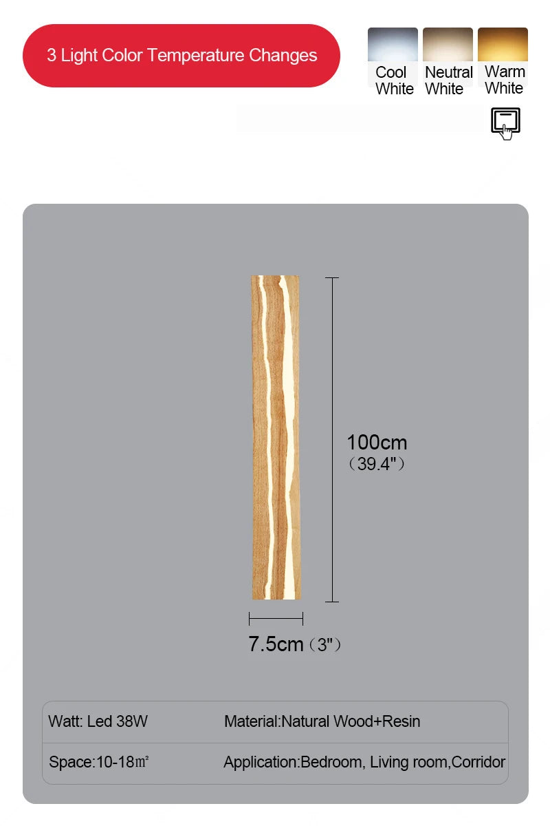 applique murale moderne bois doré ondulé fixée mur lumière blanc chaud