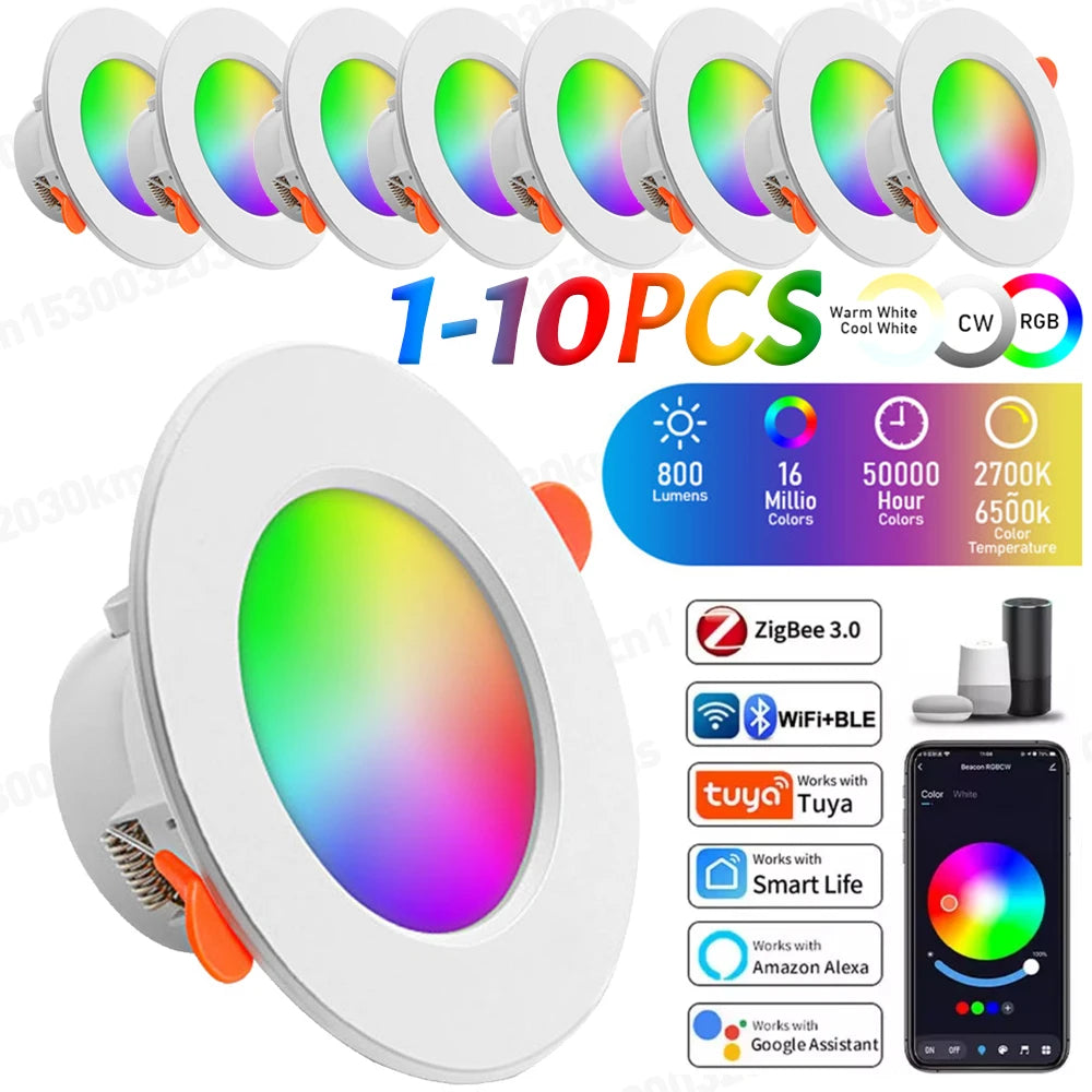 spots led encastrables intelligents controle vocale rgb blanc moderne minimaliste