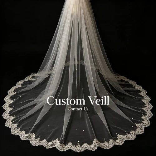voile mariée personnalisable dentelle blanche bordure perlée classique élégant deux couches polyester femme légèrement