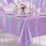 nappe paillettes violet rose argenté table festives galaxie étoiles pâques noël anniversaire mariage