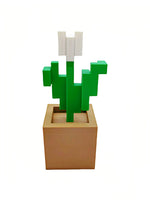 décoration murale pixel art pot fleur vert rouge rose beige