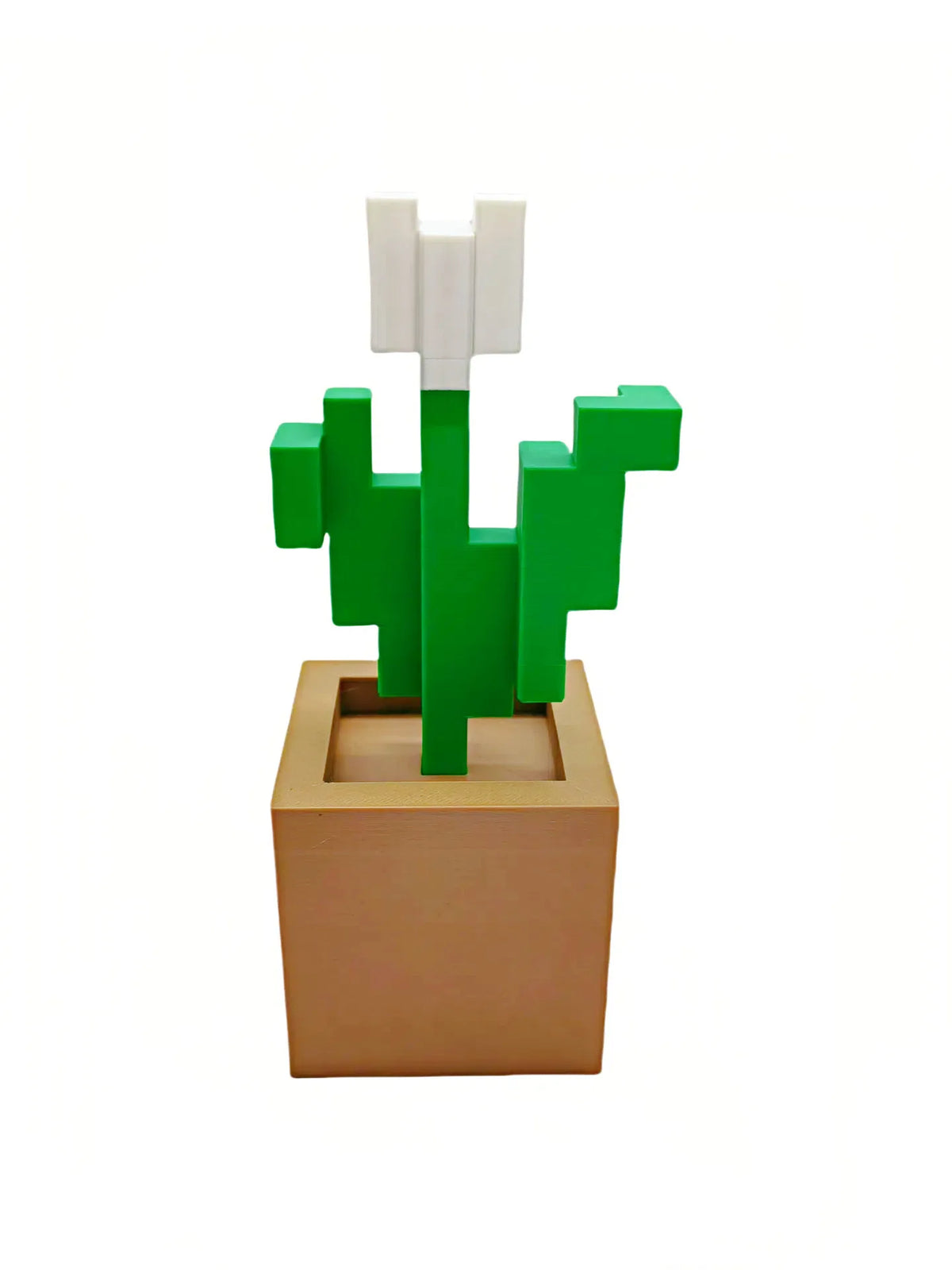 décoration murale pixel art pot fleur vert rouge rose beige