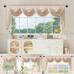 rideau polyester beige clair classique opacique 105cm largeur variable decoration fenetre cuisine salon