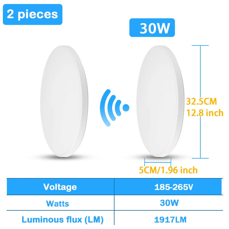 lampe capteur radar detection mouvement blanc moderne minimaliste 20w 30w 249lm 15lumieres