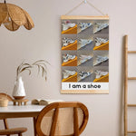 affiche moderne géométrique chaussures blanc gris jaune noir impression toile coton opaque sans cadre