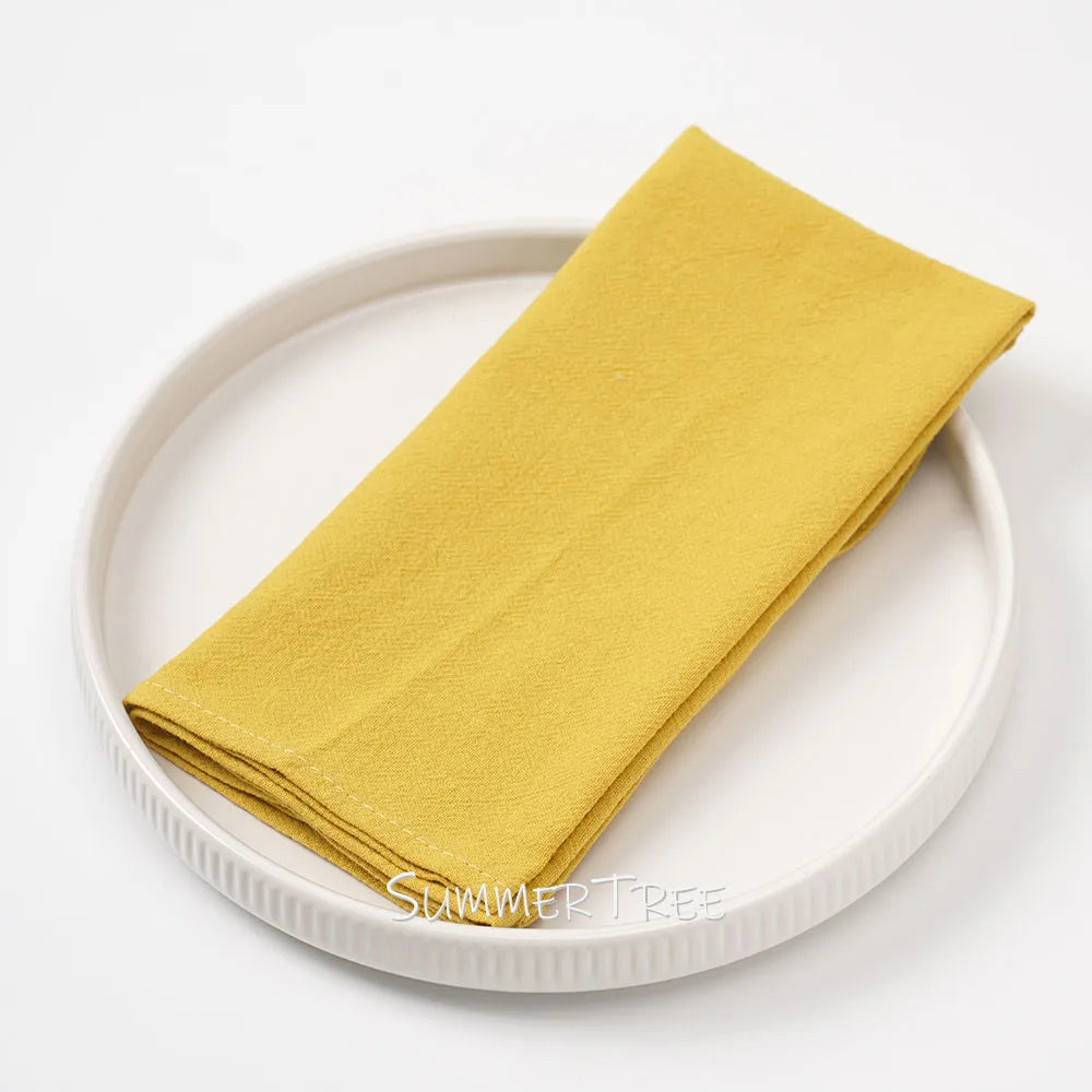 serviettes coton 40x40cm beige clair simple rustique réutilisables table maison party