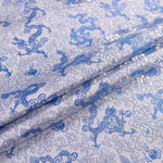 tissu brodé dragon nuages jaune rouge violet bleu noir traditionnel élégant couture bricolage artisanat