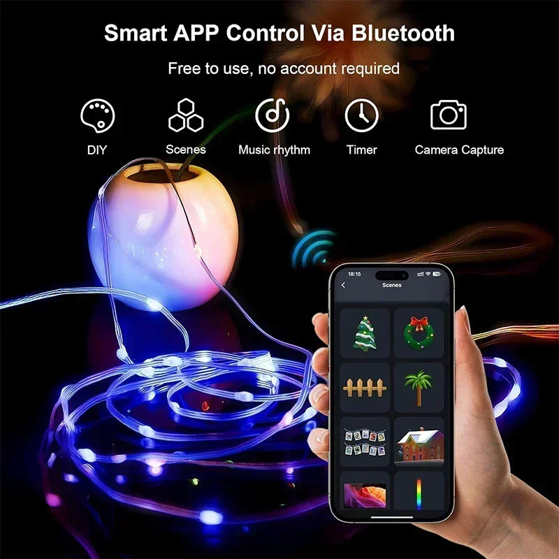 guirlande led multicolore bluetooth noel decoration diy partie exterieur maison