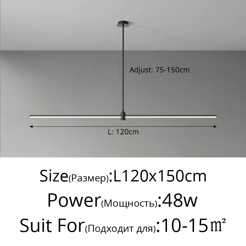 Lampe suspendue métal moderne design linéaire salon bureau chambre restaurant éclairage indirect élégante