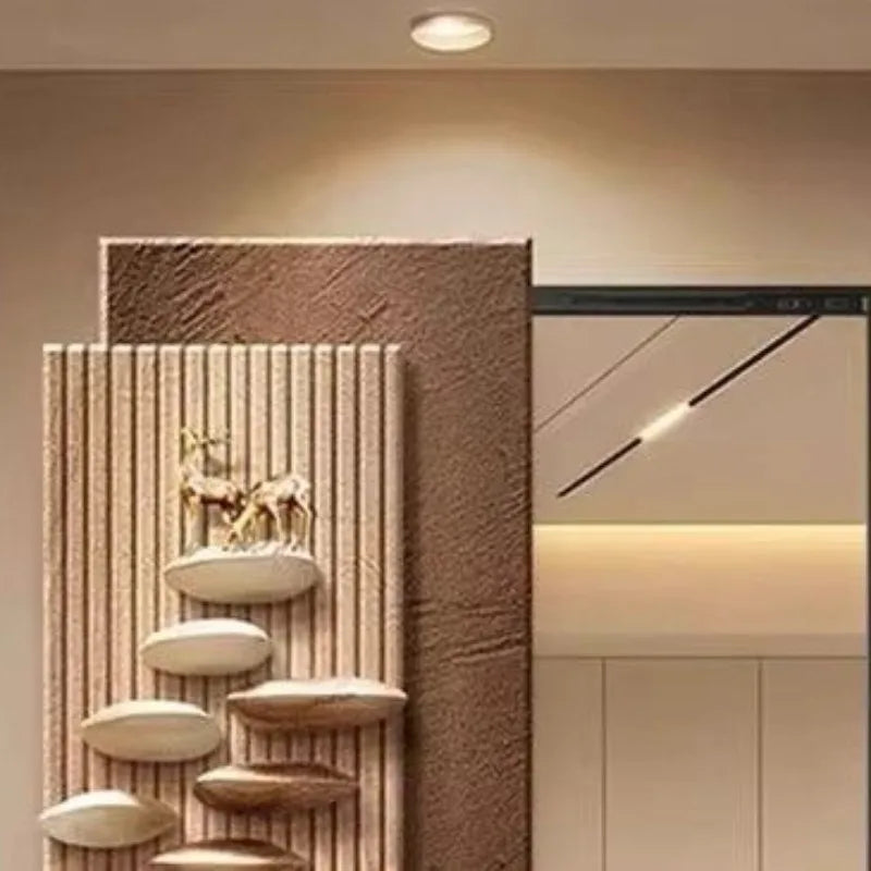 étagère murale moderne plateaux coquillage texture bois géométrique accessoire maison salon minimaliste