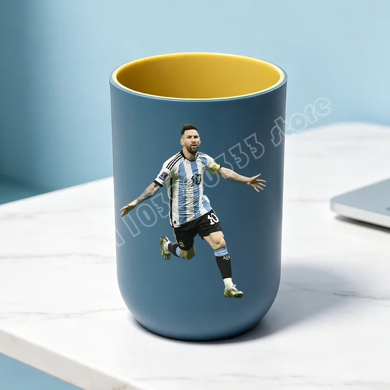 tasse unisexe moderne messi football bleu clair tasse eau brosse dents salle bain ornement