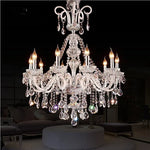 lustre cristal transparent argenté classique baroque sans ampoule toucher interrupteur chromé