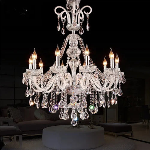 lustre cristal transparent argenté classique baroque sans ampoule toucher interrupteur chromé