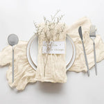 serviettes gaze coton bleu clair rayures fines élégantes mariage table décoration rustic farmhouse