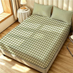litreie moderne drap plat carreaux vertclair blanc opacité 3pièces single superking king queen twin